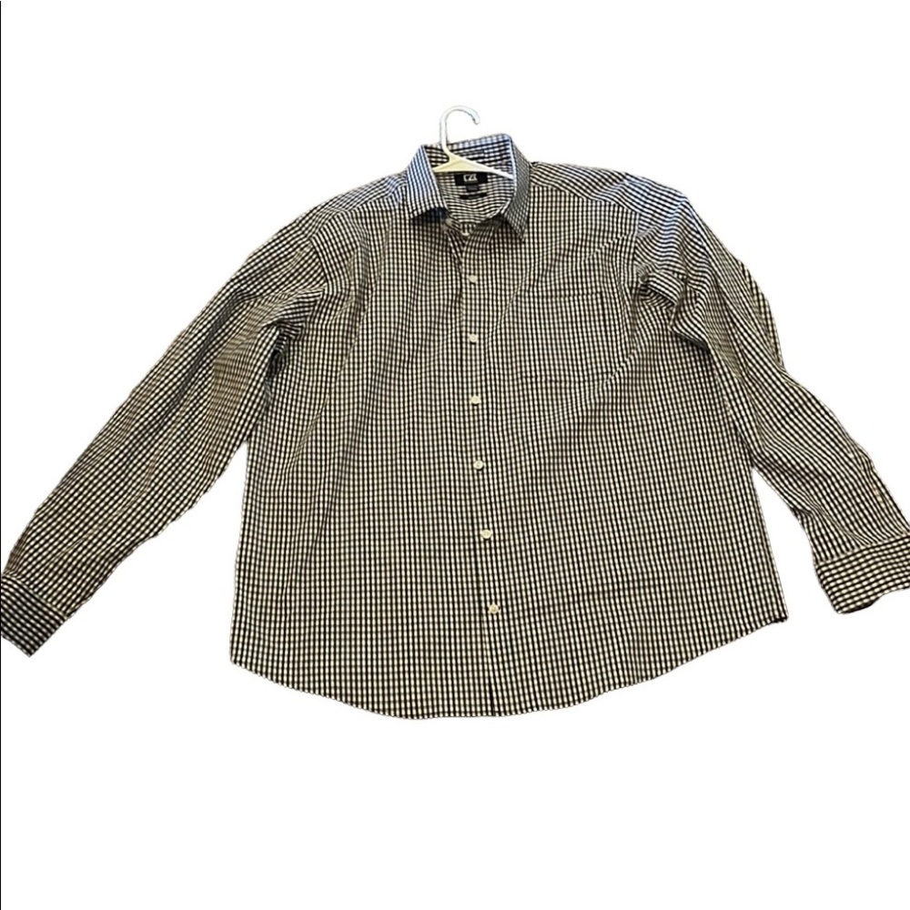 Cutter & Buck Easy Care Stretch Gingham Long Sleeve Sport Shirt, Size: XXL